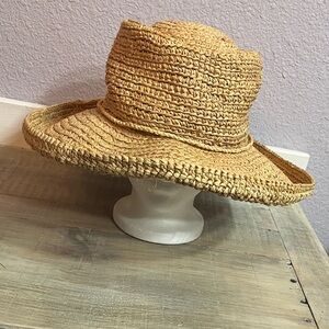 Scala Women's Tan Woven Hat - packable wide brim